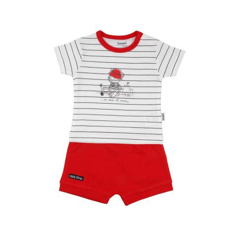Conj Pantalón Camiseta Algodón Osito Rojo Babybol