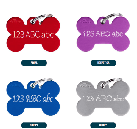 Placa de Identificaci&oacute;n Basic C&iacute;rculo Lat&oacute;n Gris Cromada para perro, detalle