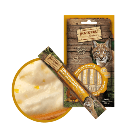 Natural Greatness Snack Cremoso Pollo Calabaza (4 Sobres) 56gr Para Gato