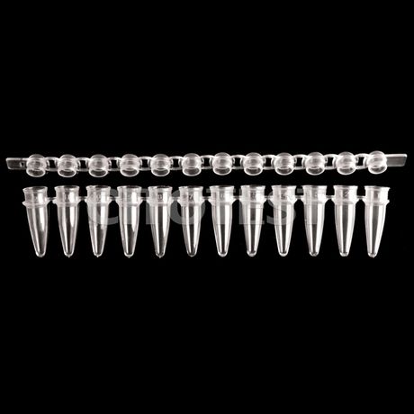 Tira de 8 tubos conicos para pcr de 0.2ml pp. incluye tapas. bolsa de 200 piezas