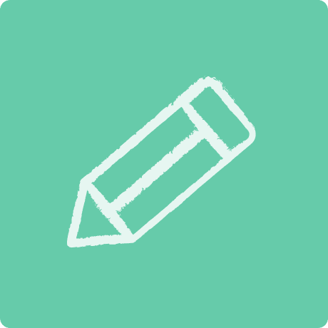Green icon of a pencil on a rounded square background