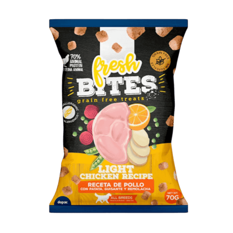 Bites Grain Free Light Pollo Snack Semihumedos 70gr Para Perros