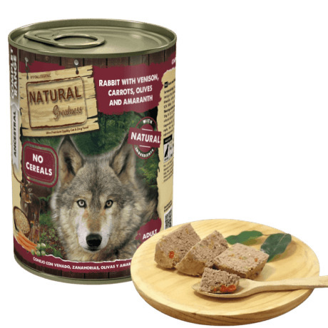 Natural Greatness Conejo y Venado con Aceitunas y Amaranto Paté 400gr Para Perro