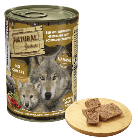 Natural Greatness Vacuno con Cerdo Ib&eacute;rico y Boniato 400g Para Perro Cachorro y Adulto