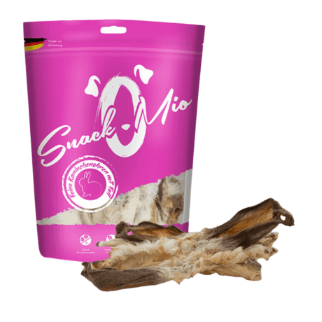 SnackOMio Orejas de Conejo con Pelo Snack Natural Para Perros y Gatos