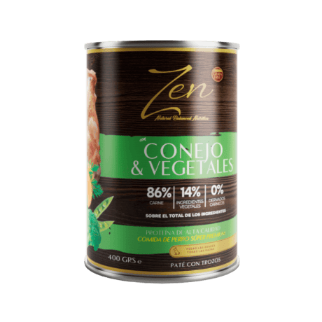 Zen Conejo con Vegetales Paté con trozos Para Perros