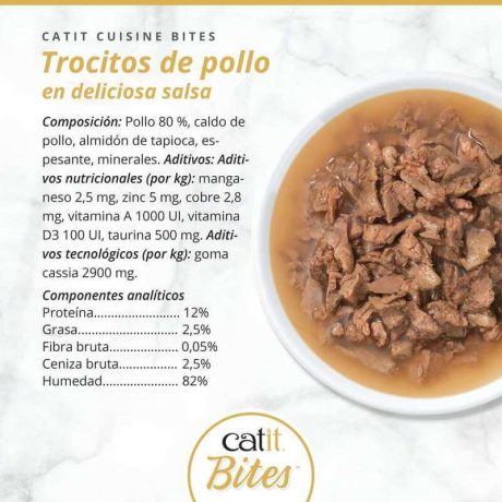 Cuisine Bites Trocitos de carne de Pollo en Salsa para gato, detalle