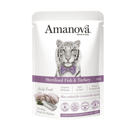 Amanova Grain Free Pescado y Pavo Paté 85gr Para Gato Esterilizado