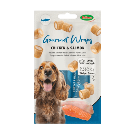 Wraps de Snack Cremoso Pollo y Salmón 3 Tubos 30gr Para Perros