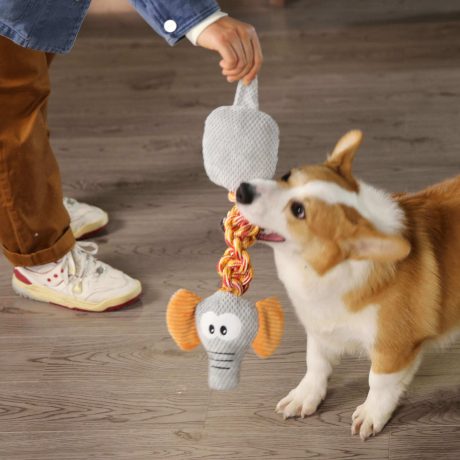 Juguete de Peluche Elefante Con Sonido y Cuerda para perro, detalle