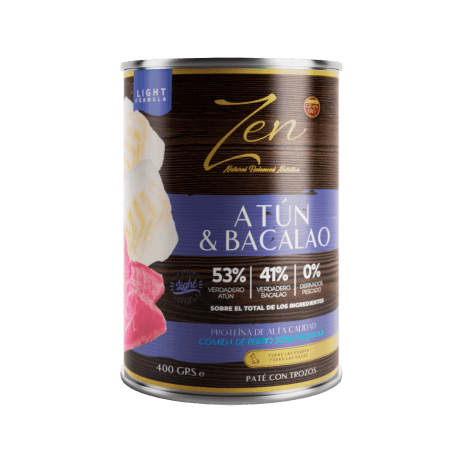 Zen Atún con Bacalao Paté con trozos 400g Para Perros