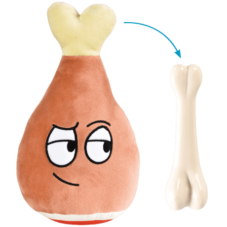 Juguete 2 en 1 Peluche Pollo con Hueso sorpresa Premier DOG () para perro, detalle