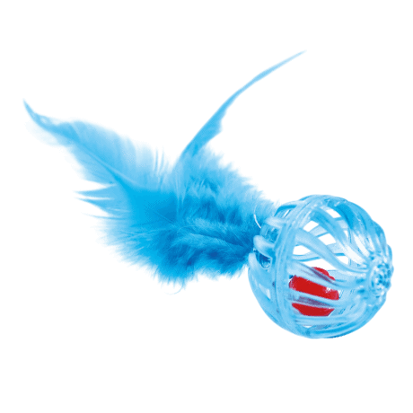 Juguete de bola con plumas naturales Premier CAT - Azul o Rosa Para Gatos