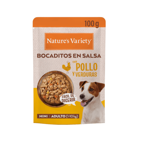 Nature's Variety Bocaditos en Salsa con Pollo 100gr para Perros Mini