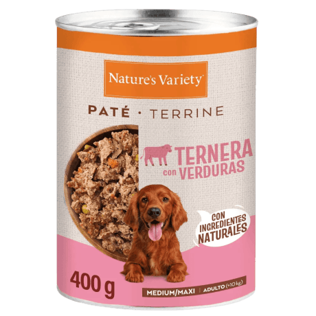 Nature's Variety Paté de Ternera Lata 400gr para Perros Medium / Maxi Adultos