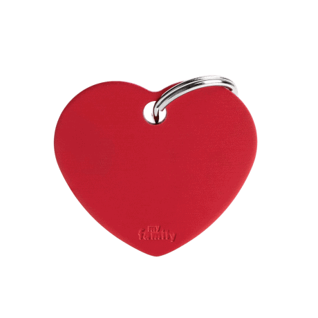 MyFamily Placa de Identificaci&oacute;n Basic Coraz&oacute;n de Aluminio Rojo