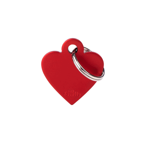 Placa de Identificaci&oacute;n Basic Coraz&oacute;n de Aluminio Rojo para perro, detalle