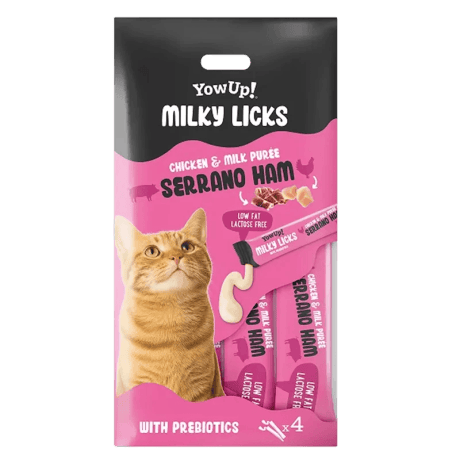 Yowup Milky Licks Snack Cremoso con Jamón Serrano y Prebióticos para Gatos