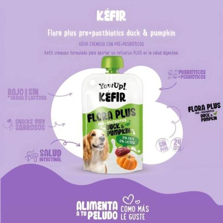 Kéfir Flora Plus con Pato y Calabaza para perro, detalle