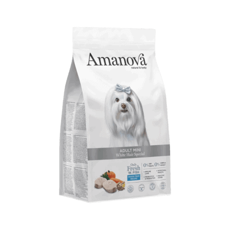 Amanova Grain Free Pescado Blanco Para Perros Mini de Pelo Blanco