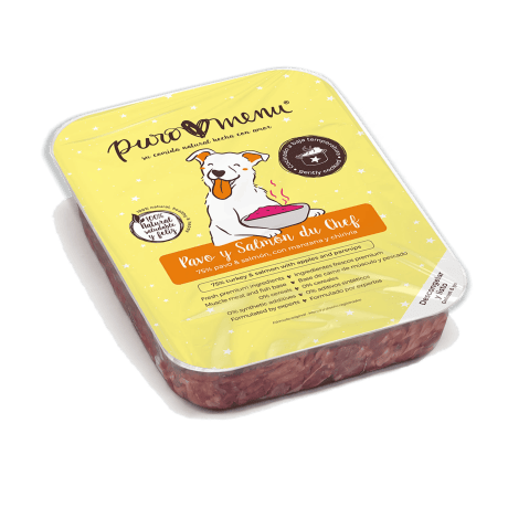 Puromenu Cocinado: Men&uacute; Pavo y Salm&oacute;n du Chef Congelado Cocinado Para Perros