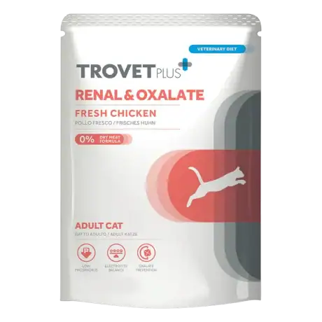 Trovet Plus Renal Oxalate: Alimento Húmedo Renal 85gr para Gatos con Pollo
