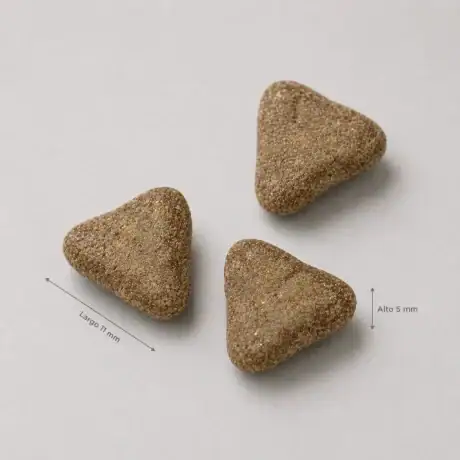 Pienso Amanova de cerdo ibérico para perros de razas mini, detalle de la croqueta