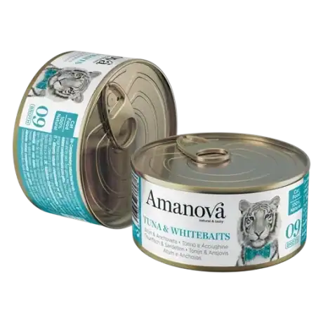 Amanova Filetes de Atún y Anchoveta en caldo 70gr Para Gato