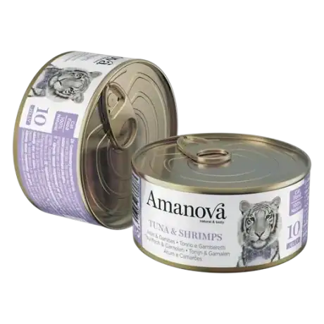 Amanova Filetes de Atún y Gambas en gelatina 70gr Para Gato