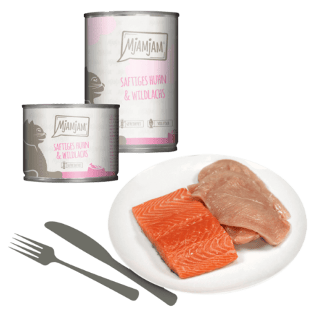 MjAMjAM Pollo y Salmón Paté Para Gatos