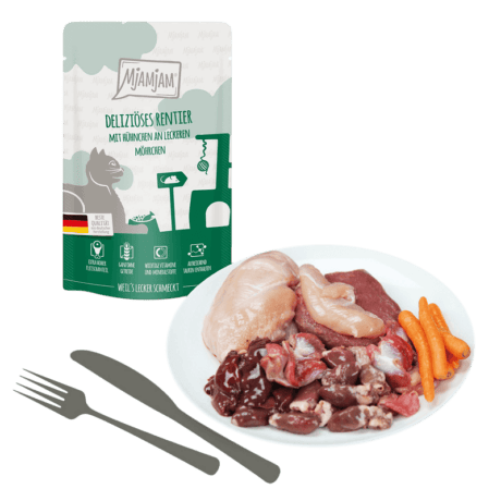 MjAMjAM Reno y Pollo con Zanahorias 125g Paté Para Gatos