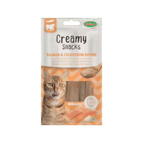 Creamy Snacks Inmunity Salmón y Calostro Bovino 60gr Para Gatos