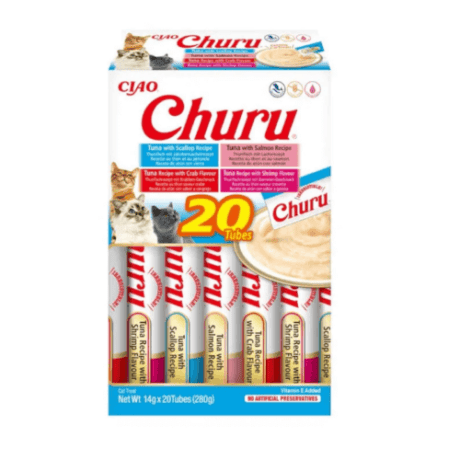 Churu Variedades De Atún con Marisco (20 Churus) Azul 280gr Para Gatos