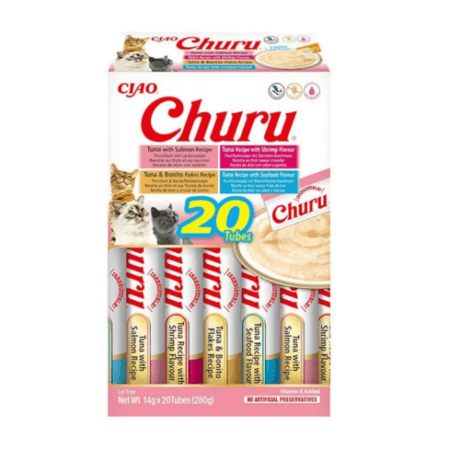 Churu Variedades De Atún con Marisco (20 Churus) Rosa Para Gatos
