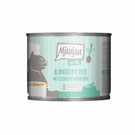 MjAMjAM Pavo con Zanahorias Escaldada 185gr Para Gatos