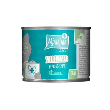 MjAMjAM VetCat Ternera y Pato Esterilizado Control de Peso 200gr Para Gatos