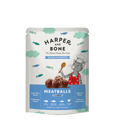 Harper and Bone Ocean Wonders Alb&oacute;ndigas de Pescado, Salm&oacute;n, Pollo 85gr Para Gato