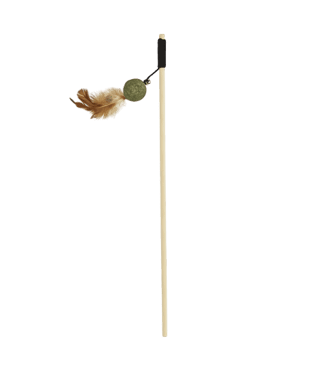 Juguete Ca&ntilde;a con Bola de Catnip y Pluma Para Gatos