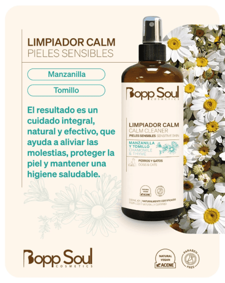 Limpiador Diario Calm Pieles Sensibles para perro y gato, detalle