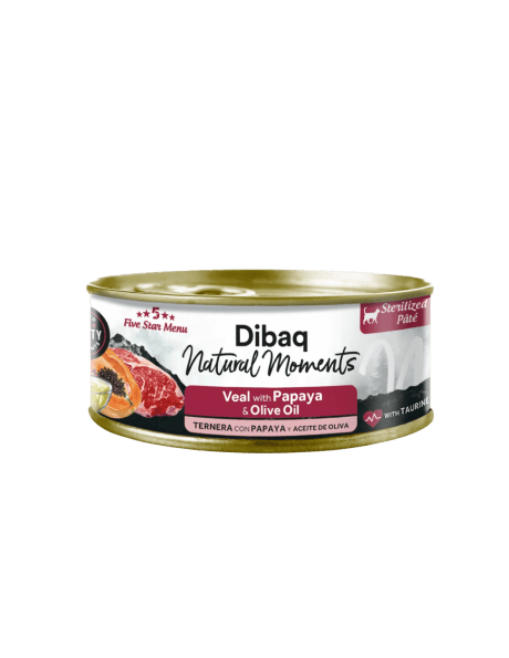 Dibaq Natural Moments 5 Star Ternera con Papaya 70gr Para Gatos Esterilizados