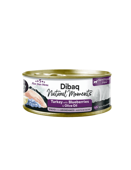Dibaq Natural Moments 5 Star Pavo con Ar&aacute;ndanos 70gr Para Gatos Esterilizados