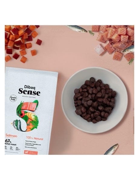 Pienso Dibaq Grain Free de salm&oacute;n para perro, detalle