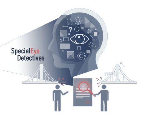 Specialeye detectives logo with eye analysis and surveillance theme.