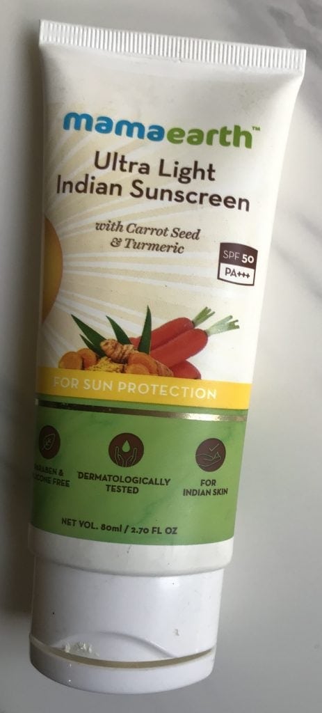 Mamaearth Ultra Light Indian Sunscreen packaging