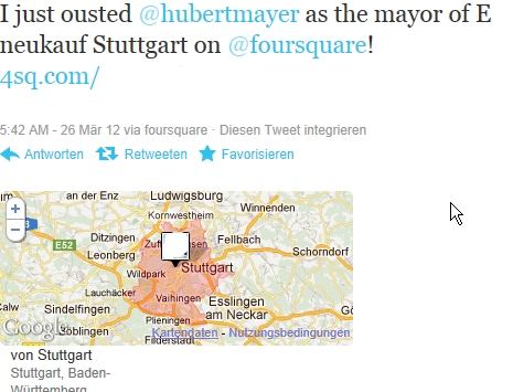Foursquare Bild vom Tweet