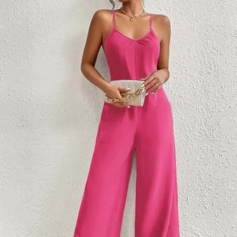 Women's New Cross Backless Wide Leg Camisole Skirt Jumpsuit