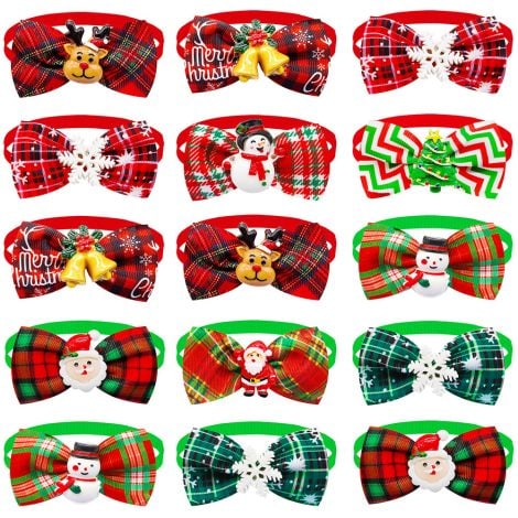 Pet Plaid Pattern With Accessories Bow Tie Cat Dog