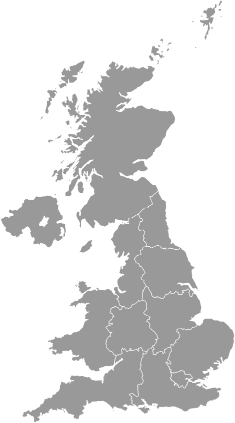 Karte des Vereinigten Königreichs mit Ländergrenzen von England, Schottland, Wales und Nordirland