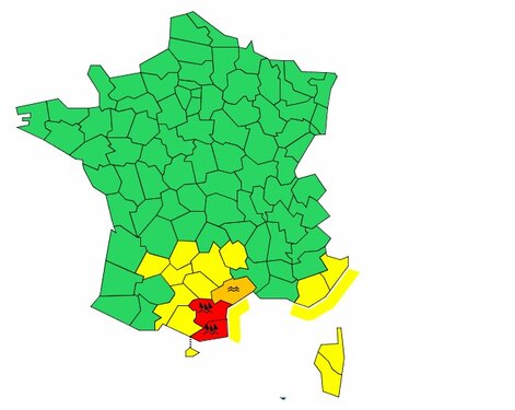 Aude et Pyrénées Orientales en alerte rouge météo