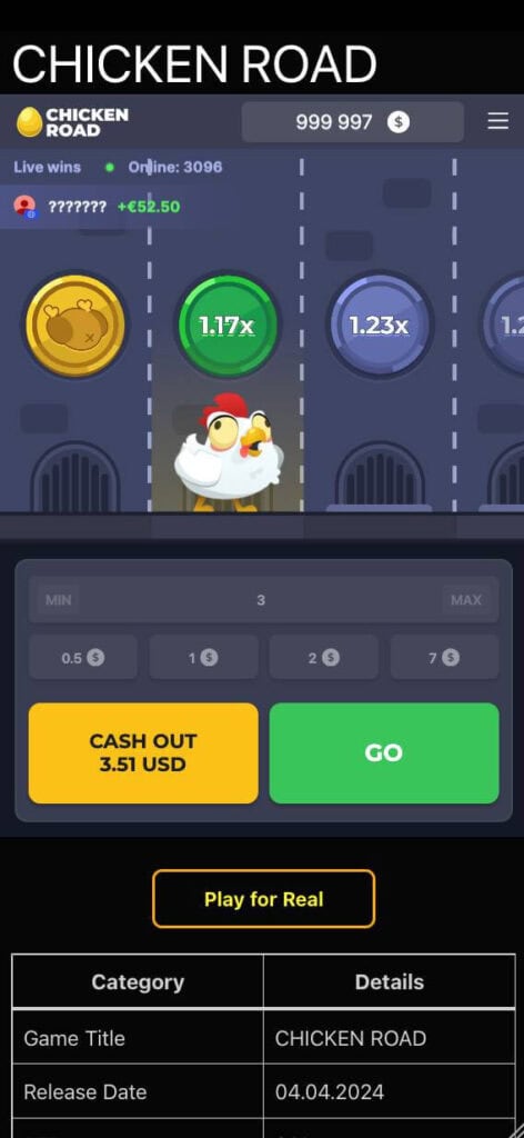 Mobile version of chicken road game